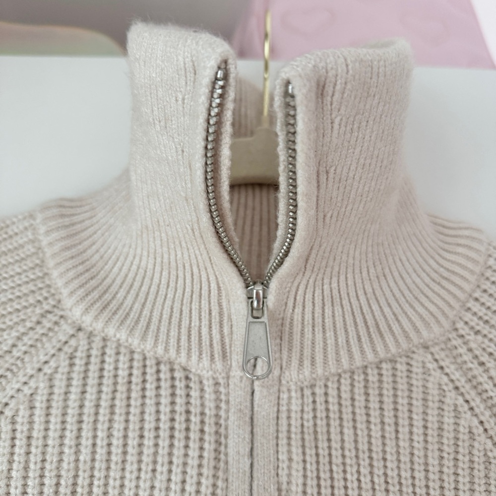 Z-SUPPLY | JAYCE 3/4 ZIP UP OATMEAL SANDSTONE HENLEY COLLAR COZY SWEATER - Picture 8 of 11